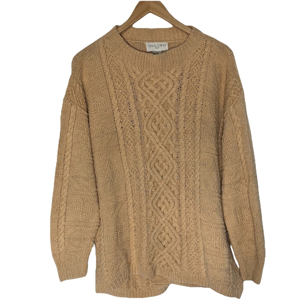 VTG Weathervane Cable knit V-Neck Sweater Women's‎ Medium Heavy Weight Classic